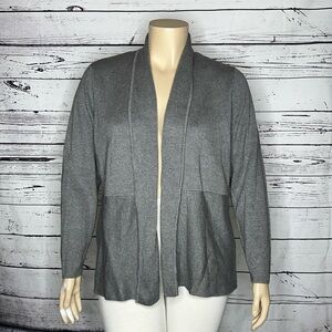 Talbots NWT Size XL Gray Cotton Blend Open Front Sweater Cardigan